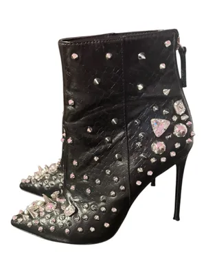 Steve Madden Viceroy Black Studded Rhinestone Stiletto Ankle Booties Size 7.5 thumbnail 3