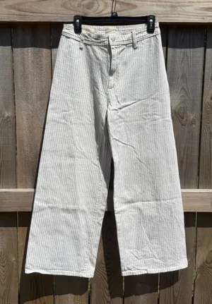 Universal Thread Sailor Wide Leg Pinstripe Pants Cream Navy Blue Size 8R thumbnail 1