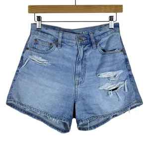 American Eagle 90s Boyfriend Distressed Denim Shorts Light Wash High Rise Size00 thumbnail 2
