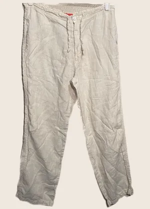 Linen‎ Tan Pants wide leg made in Italy size Medium Lagenlook Breathable Coastal thumbnail 1