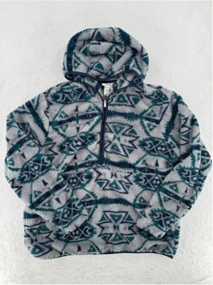 Ariat REAL Berber Pullover Hooded Sweatshirt Aztec Print Half Zip Fleece Size XL thumbnail 1