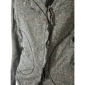 WYETH‎ Todd Magill Plaid Cropped Frayed Deconstructed Blazer Jacket Wool Silk Sm thumbnail 4
