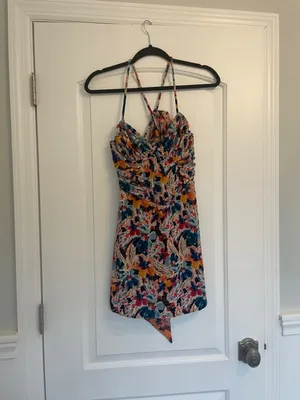 New For Love And Lemons "Brooklyn" Floral Ruched Velvet Mini Dress Xs! thumbnail 6