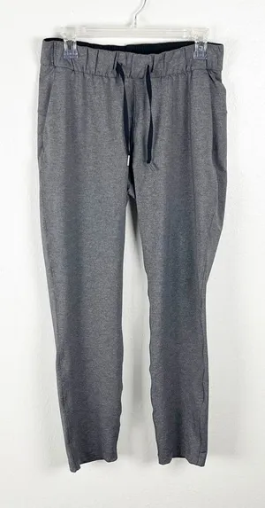 LULULEMON On The Fly Heathered Gray Drawstring Waist Pants 6 Casual Gym Neutral thumbnail 1