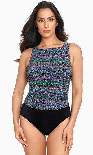 Miraclesuit‎ Multicolor Patterned One-Piece Swimsuit with Black Bottom thumbnail 1