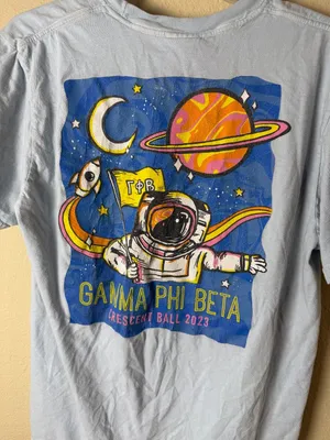 Gamma Phi Beta G Phi Crescent Ball 2023 Space Themed T Tee Shirt Size Medium thumbnail 4