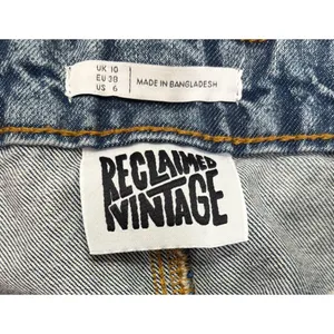 Reclaimed Vintage Y2K Denim Pleated Mini Skirt Womens US 6 Blue Low Rise thumbnail 4