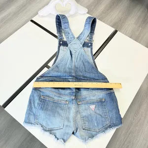 GUESS Jeans Denim Shortalls / Overalls Shorts | Distressed Raw Hem Vintage Vibe | Size S 💙 thumbnail 9