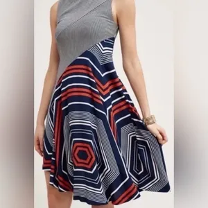 Maeve x Anthropologie Cameron Geometric Sleeveless Asymmetrical‎ Dress Size XS thumbnail 3