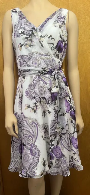 White House Black Market Chiffon A-Line Dress with Sash Tie Belt NWOT Never Worn thumbnail 1