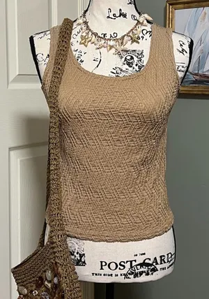 Vintage Aria SZ M Khaki Crinkle Tank Top Made in USA 90s Granola Fairy Grunge thumbnail 1