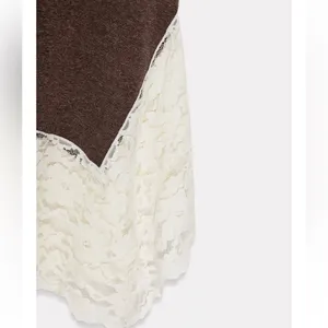 Zara NWT brown lace hem fitted long maxi dress thumbnail 8