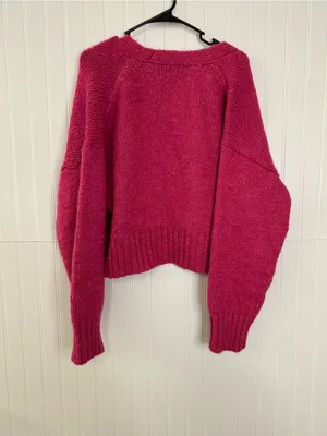 Zara Pink Open-Front Cropped Knit Cardigan Size Medium thumbnail 6