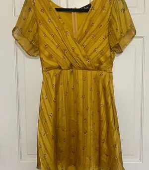 Lulu's Golden Floral Mini Dress thumbnail 1