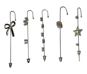 5 set golden earrings cuffs. Gold thumbnail 1