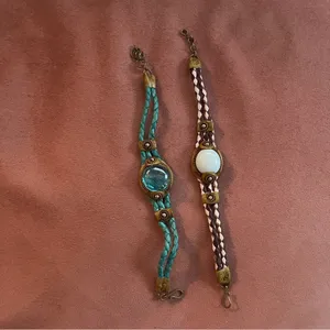 Purple and blue glass woven bracelets set thumbnail 4