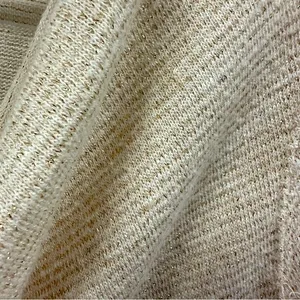 Free People Cream Gold Sparkle Scoop Neck Lightweight Knit Long Sleeve XS thumbnail 6