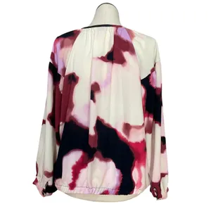 Nine West Blouse Watercolor Print Women XXL Abstract Keyhole Neck Long Sleeve thumbnail 5