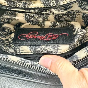 Ed Hardy Mini Bowler Bag Stachel Rhinestone Rose Heart Tattoo Art Y2K Studded thumbnail 8