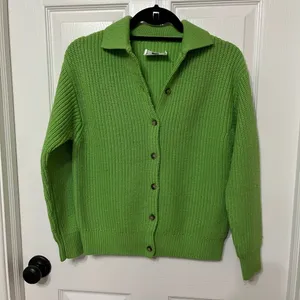 Aritzia Wilfred Claudette Cardigan collared merino wool in‎ cucamelon green XXs thumbnail 5