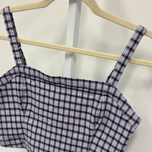 Hollister Purple Plaid Advanced Stretch Crop Top Cami Adjustable Straps Size Med thumbnail 3