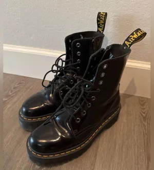 Dr. Martens Jadon Black Boots Polished Smooth Quad Retro 15265001 Unisex thumbnail 2