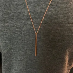 Long Bar Drop Necklace Pendant Gold thumbnail 3