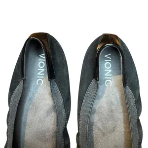 Vionic Tegan Shoes Womens Size 8‎ Black Suede Cap Toe Ballet Flats Comfort thumbnail 3