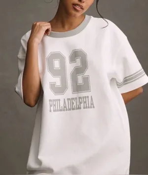 Daily practice by Anthropologie White '92 Philadelphia sporty Tee dress 1X NWT thumbnail 1