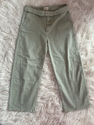 Driftwood Spencer Sage Green Barrel Leg Pants Belted Size 32 High Rise thumbnail 1