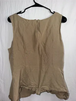 Banana Republic Linen Blend Sleeveless Peplum Top - Tan / Beige (Size 14) thumbnail 2