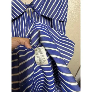 Rebecca Taylor Marseille Stripe Dress 10 Blue White Tie Front Cotton Midi thumbnail 11