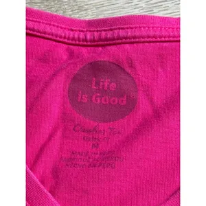 EUC Womens Life Is Good Tshirt Pink Wine Glass Crusher tee classic fit size M thumbnail 3