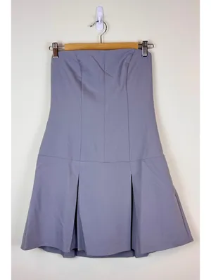 Abercrombie & Fitch NWT Gray Strapless Pleated Skort Mini Dress Y2K Size M thumbnail 2