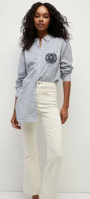 Veronica‎ Beard Carson Jeans Ankle Flare High Rise Ecru Ivory Size 26 US 2 thumbnail 1