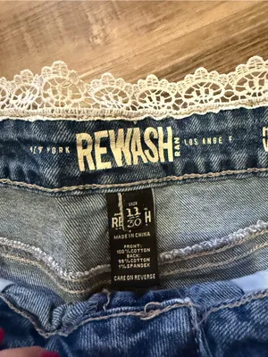 REWASH Lace Trim Denim Shorts thumbnail 4