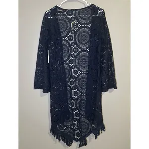 New Altar’d State Blue Crochet Knit Boho Kimono Cardigan Women’s Size Large thumbnail 5