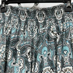 Earthbound Trading Co S Blue White Paisley Flared Leg Pants Womens Wide thumbnail 3