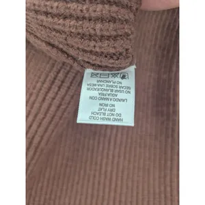 Womens Sweater Brown Ribbed Knit Racing Stripe Crewneck‎ Large thumbnail 4