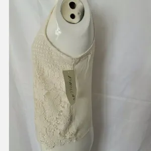 NWT Rebellion Sheer Ivory Cream Colored Lace eyelet Tank Top Women's Size‎ Small thumbnail 2