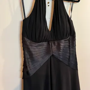 Vintage SL Fashions Dress Y2K Halter V Neck Babydoll Satin Chiffon‎ 8 thumbnail 3