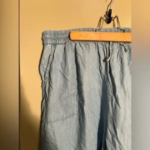 Club Z Collection Women's Wide Leg Pant Chambray Blue Pull On 100% Tencel thumbnail 5