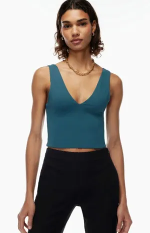 Babaton x Aritzia Contour V Neck Tank Top Blue Size Large thumbnail 1