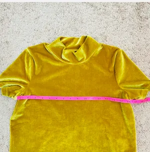 Madewell Velvet Short Sleeve Top | Size XS (mustard color) thumbnail 6