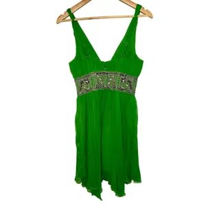 NWT Mandalay Dark Lime Green Beaded Embellished Mini Cocktail Party Dress Size 6 thumbnail 7