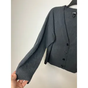 Aqua cashmere dark gray v-neck cardigan sweater long sleeve women's size large‎ thumbnail 6