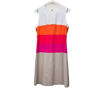 Calvin Klein Colorful Stripe Stretch Crepe Sleeveless‎ Sheath Dress Size 4 thumbnail 4