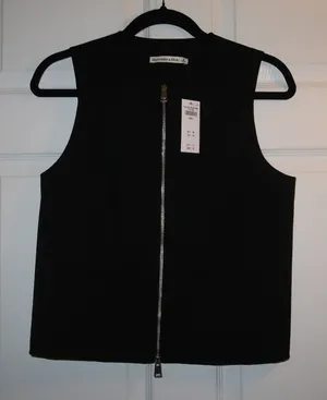Abercrombie & Fitch‎ Zip Up Tailored Vest Black Small Minimalist Work Office thumbnail 1