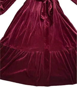 Bloomchic NEW Corduroy Dress Size 26 Red Maroon Flare Trumpet Pleated Coquette thumbnail 6