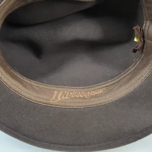 Indiana Jones Brand Wool Hat Mens Small Brown Stylish Bow Ribbon Band 12" Fedora thumbnail 13